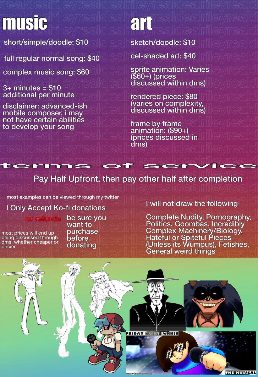 rileyrealdeal's tweet photo. I am Open for music and art in exchange for money read the sheet below for details #art #music

buy here, https://t.co/7Iw8lBCW5R https://t.co/zck3eJsmOm