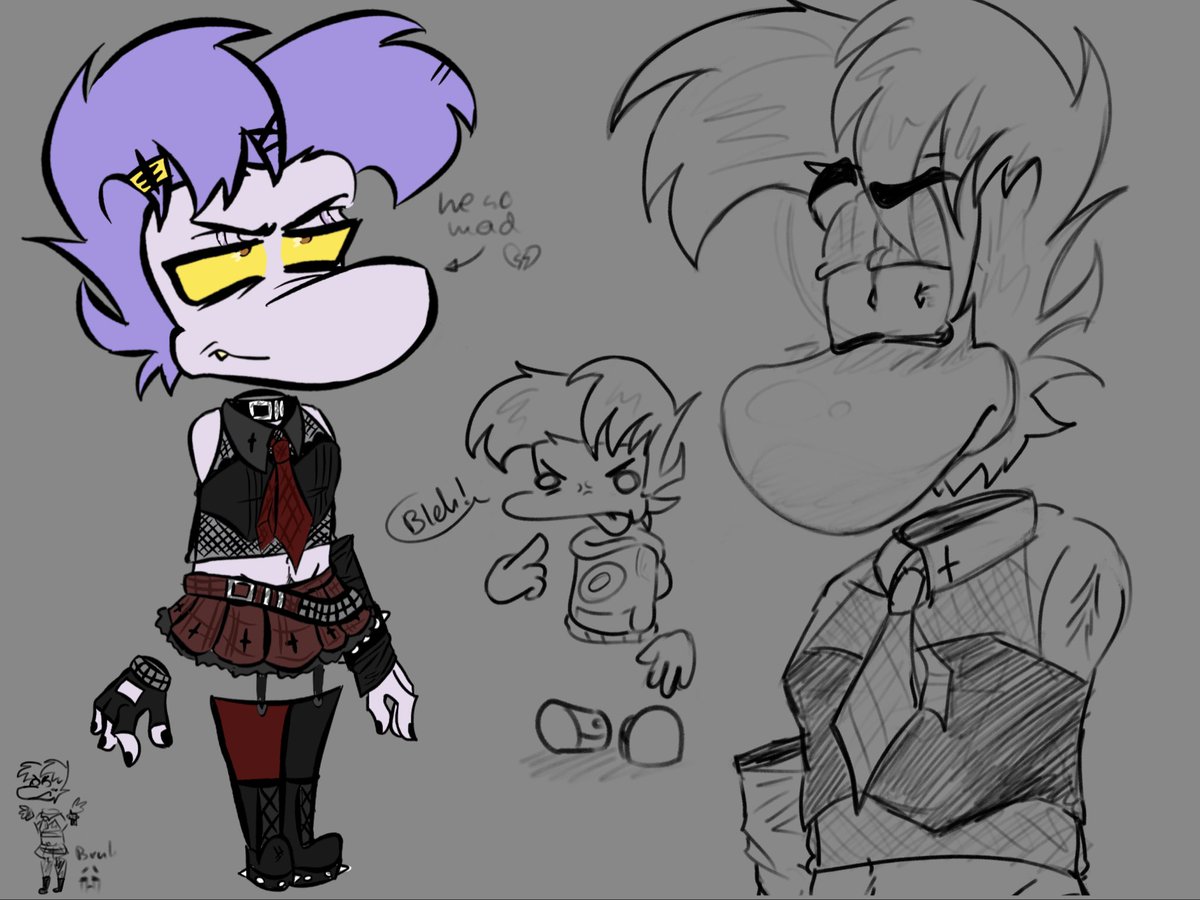 Krayberry's tweet photo. 🪶.°• Moot gave me an idea to make punk goth Raymesis doodles… he’s my new obsession now. 
Also first post, kinda nervous lmao😭. (+ fan art of Jirai Kei Rayman, idea by @raymeziziii) #Rayman #Raymesis https://t.co/vdVbyy3Qbx