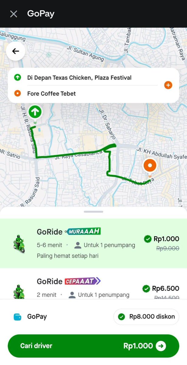 fuadfaid's tweet photo. Tadi iseng pesen Gojek lewat GoPay, eh ternyata dapet harga 1rb. Lumayan banget buat hemat. Gojek Lebih Murah DiGoPay https://t.co/48X9u9Gu88