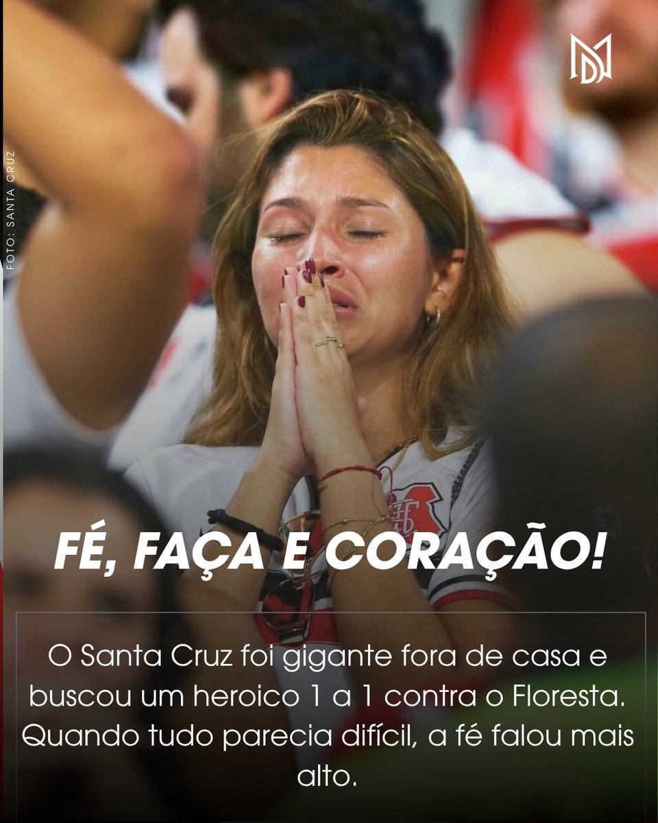 nacoesdoarruda's tweet photo. 🙏 FÉ ATÉ O FIM! O Santa mostrou que não existe jogo perdido quando se luta até o último segundo. Fora de casa, diante do Floresta, o Tricolor foi gigante e buscou um heroico empate em 1 a 1. Foi uma prova de raça, entrega e, acima de tudo, fé. Deus segue guiando esse caminho. https://t.co/Z1ko5aM3SH