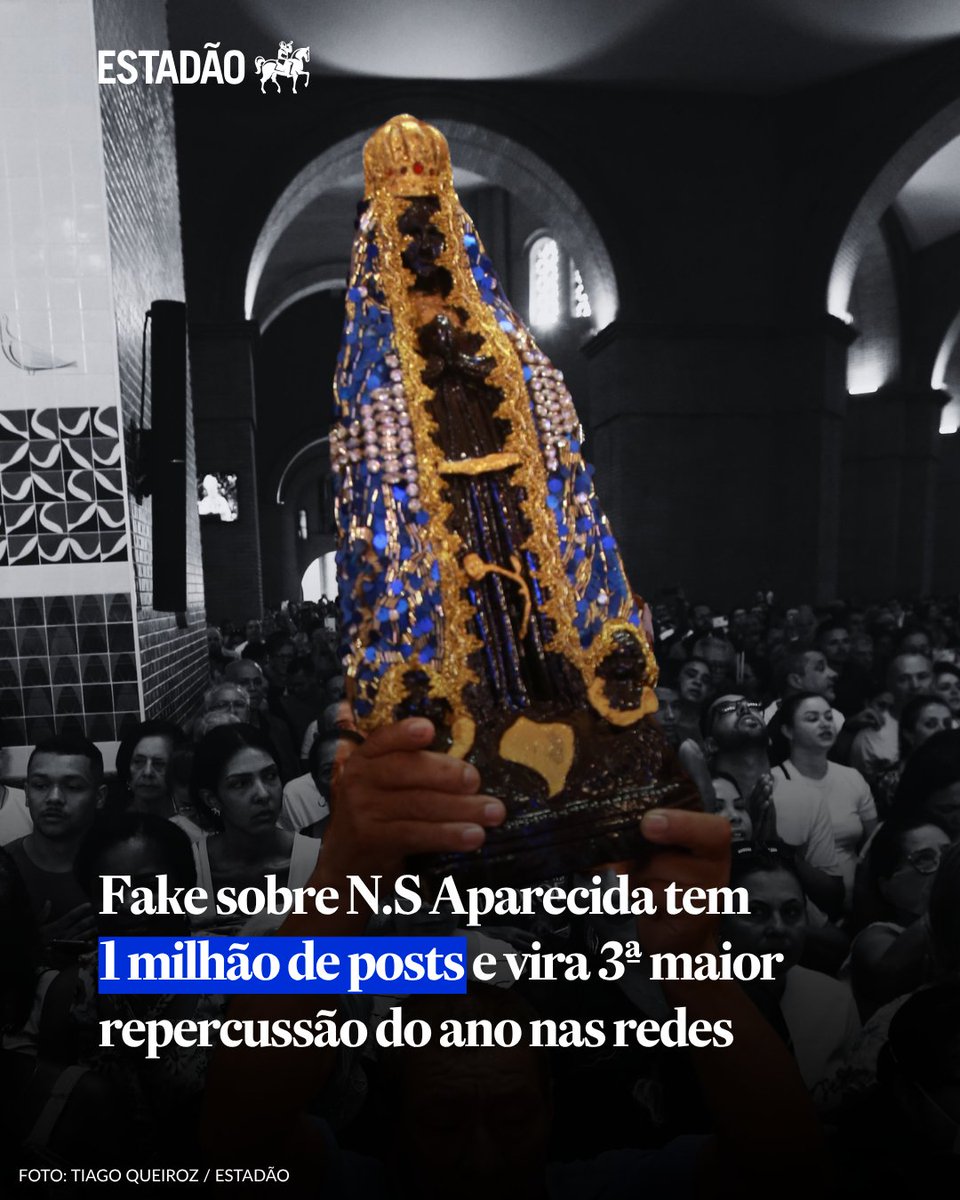 Estadao's tweet photo. Fake sobre N.S Aparecida tem 1 milhão de posts e vira 3ª maior repercussão do ano nas redes

Levantamento do Instituto Democracia em Xeque aponta que páginas e perfis à esquerda dominaram narrativa falsa contra Flávio Bolsonaro, candidato do PL à Presidência https://t.co/VULKc6OTOT