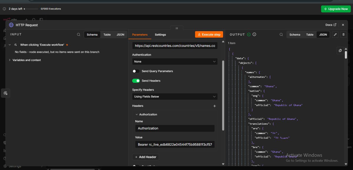 EmmanuelMartia's tweet photo. Day 9 🚀
Created a n8n workflow that receives an API response with the help of @HavilahAcademy 
#Automation #SIWES https://t.co/jdSB2uWsQV