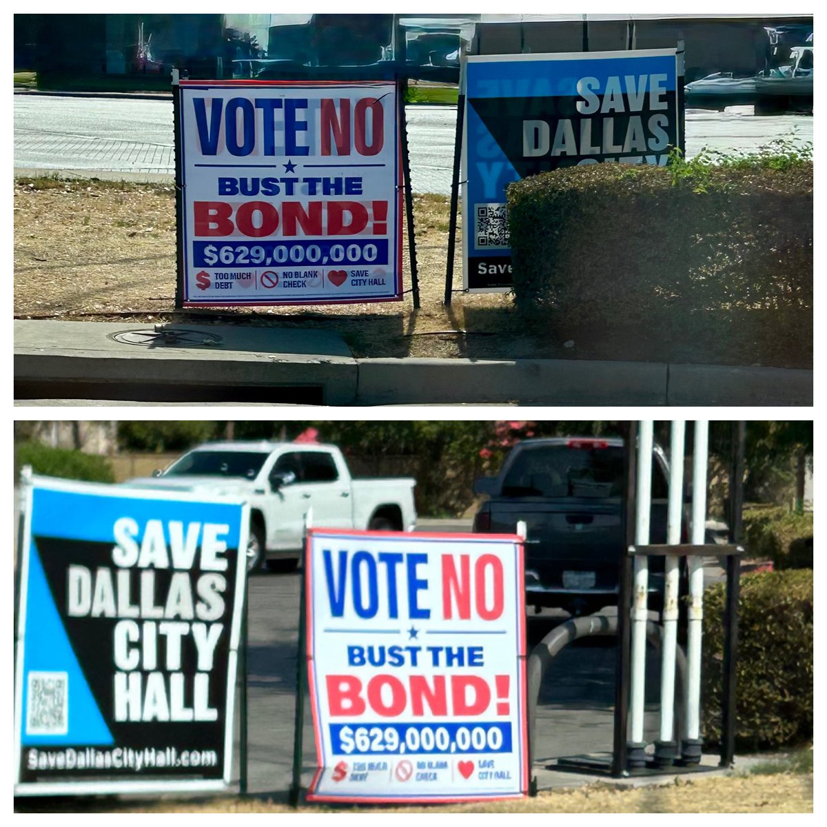 BustTheBond's tweet photo. Signs of the times in Dallas https://t.co/amrAeBVusT