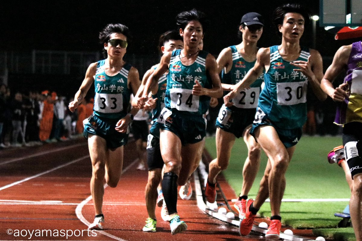aosupo_rikujyo's tweet photo. #絆記録会

#男子5000m 6組

8着 #新見春陽 13:47.81 PB!
9着 #松田祐真 13:49.55 PB!
10着 #上野山拳士朗 13:49.68 PB!
12着 #大藪遙斗 13:54.96 PB!

#青学 #青学陸上 #青学長距離 #青学駅伝 #アオガチ #青山スポーツ https://t.co/JidkMDwDxA