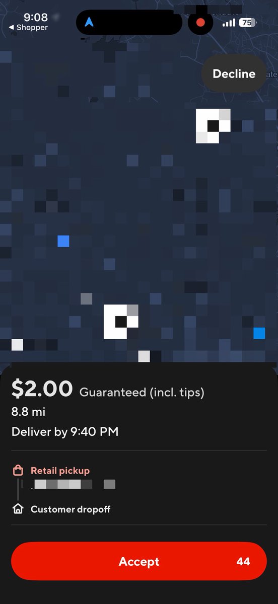 boston_drives's tweet photo. Should offers like this be allowed in 2026 in one of the world’s leading economies? 

22¢/mile
$3.75/hr before costs/expenses

Your answer to that question also answers whether you believe a major grocery chain and a multi-billion dollar app platform should be allowed to exploit human labor in this manner.

(Offer received just after 9pm on a Friday night in a busy Boston suburb at a very busy time.)