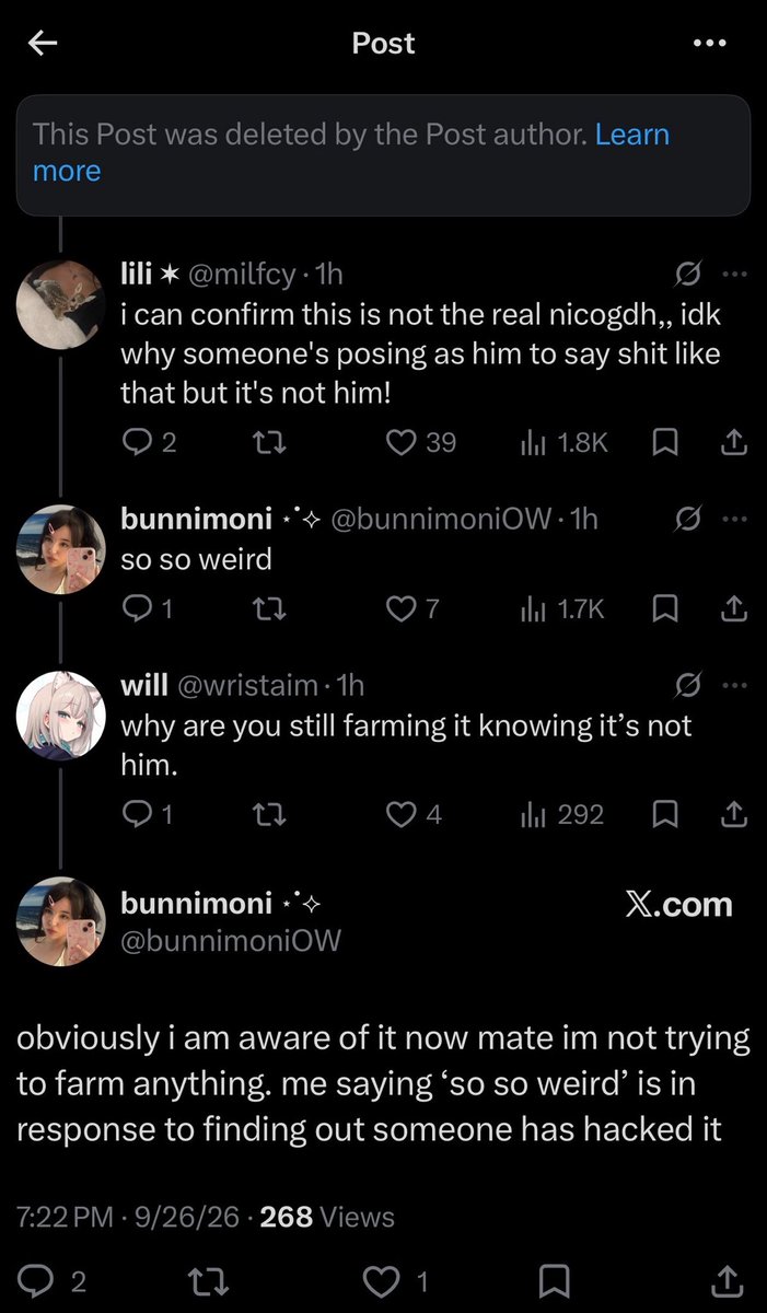 wristaim's tweet photo. @bunnimoniOW @porkypie333 Idk why ur trying to play innocent, you had multiple people respond under your tweet in which you were still actively replying to, telling you that it wasn’t him. The tweet I’m referencing, you legit deleted after being called out for it by me. https://t.co/XfQiBU2zMm