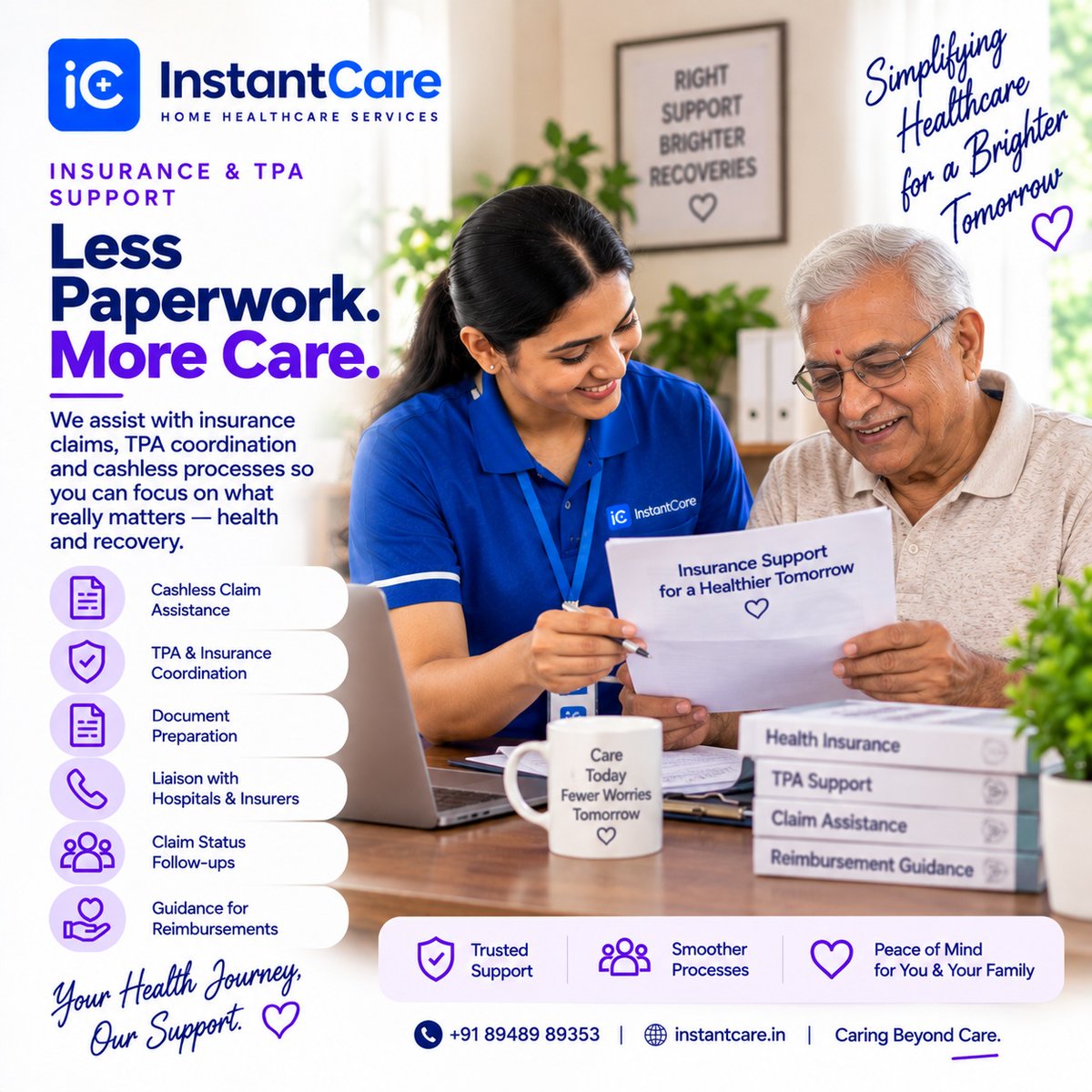 JoeKatzen2mkb's tweet photo. Insurance &amp; TPA Support

Less paperwork. More care. Hospital treatment is stressful enough. InstantCare helps families manage claims, TPA coordination and paperwork so they can focus on health and recovery. Our support includes
Cashless claim https://t.co/lE1bkbXtvy