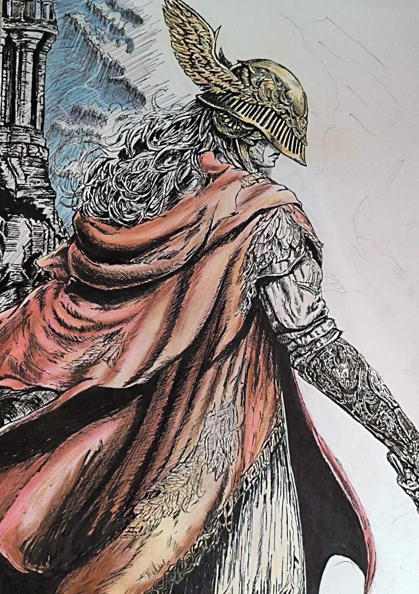 Michael_Wicket's tweet photo. A closer look at the process behind my Malenia drawing.
Traditional ink and mixed media. https://t.co/M0PTlsHzfn