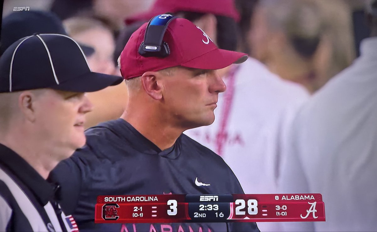 Jesus_Tha_Goat's tweet photo. My favorite thing about the 1st half so far is we were up 28-3 (now currently 35-3) and DeBoer still doesn’t look satisfied…

This is the DeBoer we’ve been waiting on… https://t.co/9mQmQPxaN7