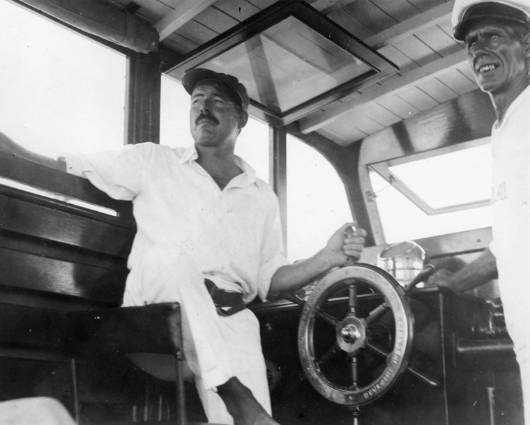 fasc1nate's tweet photo. In 1942, German submarines were sinking ships all through the Caribbean and the Gulf of Mexico. Ernest Hemingway, living in Cuba, had a plan.

He fitted out his 38-foot fishing boat, the Pilar, with a radio, machine guns and grenades, and crewed it with friends, among them a jai alai player and a Cuban fisherman. The US embassy gave its approval and fuel.

The idea was that a U-boat would stop the Pilar to seize its fish and water. When it did, Hemingway's crew would pull alongside and toss grenades down the conning tower hatch.

They patrolled on and off for more than a year. They never engaged a submarine.

His wife, the war correspondent Martha Gellhorn, was unimpressed. She suspected it was mostly an excuse to go fishing on rationed gasoline. 

More iconic historical photos: https://t.co/dQjceOPkrz
