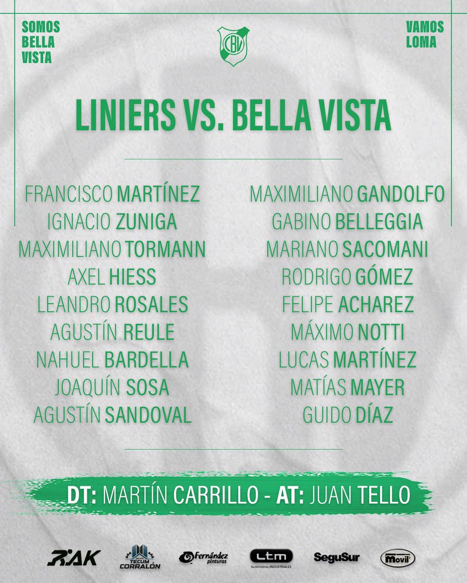BellaVistaBBca's tweet photo. ⚽️ #LigaDelSur |

🙌🏼 Lista de convocados para el partido ante Liniers.

🤙🏼 ¡Vamos Loma! 
 
#SomosBellaVista https://t.co/0wDgqa8OZj