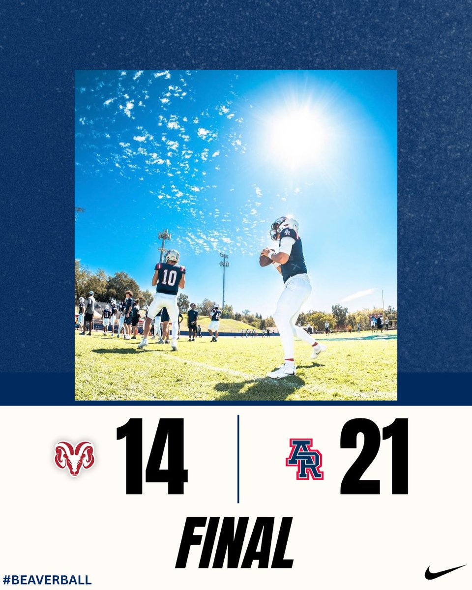 ARCBeaverBall's tweet photo. Beavers WIN in Fresno!

21-14 FINAL 

The Beavers go into their week 6 bye week before our first league home game Saturday October 10th against College of the Redwoods!
🦫🏈
#BeaverBall #NPH #BuiltBeaverTough https://t.co/9FKYW1588M