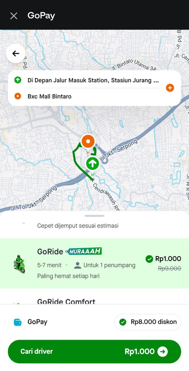 VinoAlga's tweet photo. lagi cari cara biar ongkos jalan nggak bikin kantong tipis? tadi aku coba pesan gojek lewat gopay, ternyata ada promo 1rb Gojek Lebih Murah DiGoPay https://t.co/lwqc1KDnz3