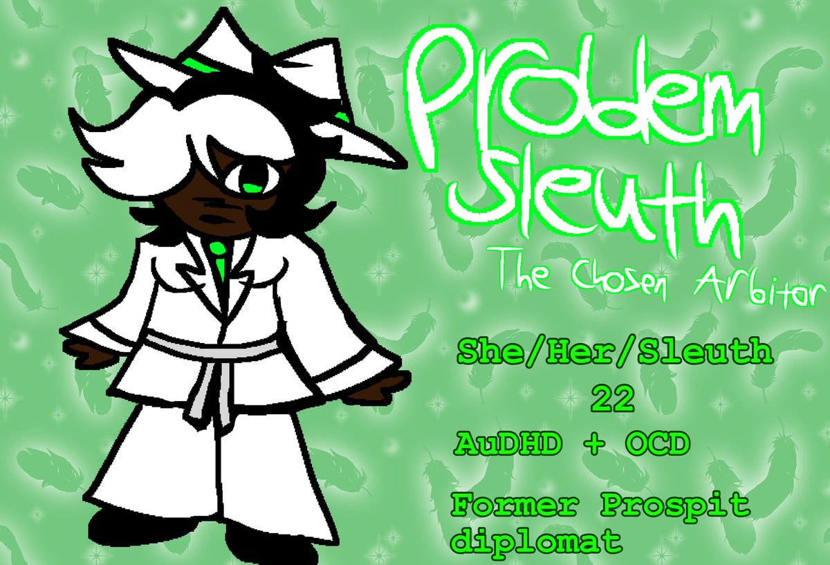 chosenArbitor's tweet photo. #problemsleuth made an actual high effort ref sheet for my sleuth design!! https://t.co/E9vZqa9UDK