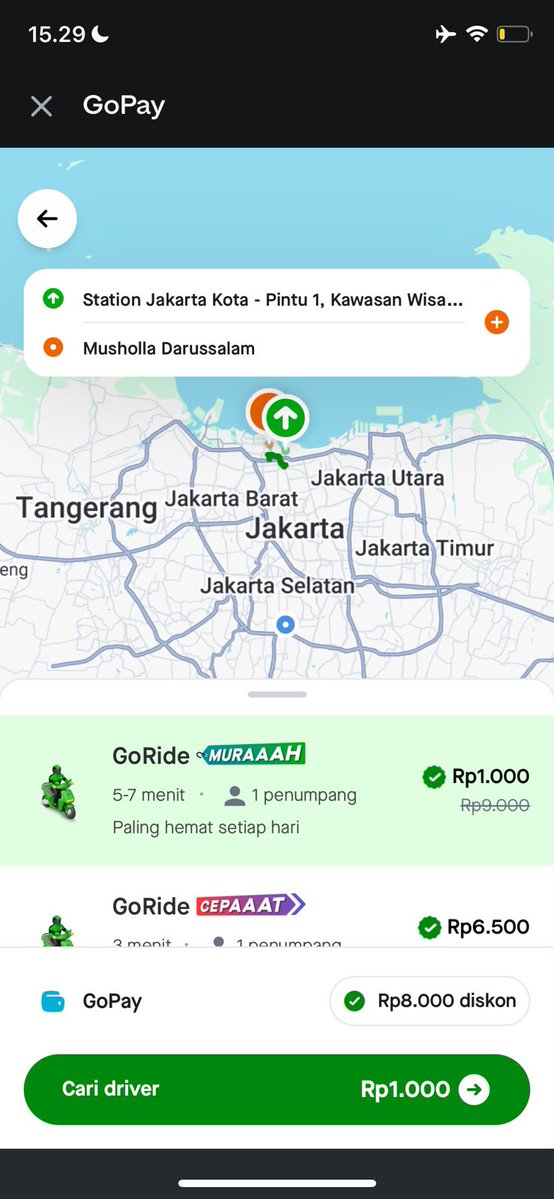 ebelbel13's tweet photo. Gaessss pesen Gojek Lebih Murah DiGoPay ternyata, nih gua tadi naik gojek pesen di aplikasi gopay cuma bayar seribu aja https://t.co/344MzKYpTY