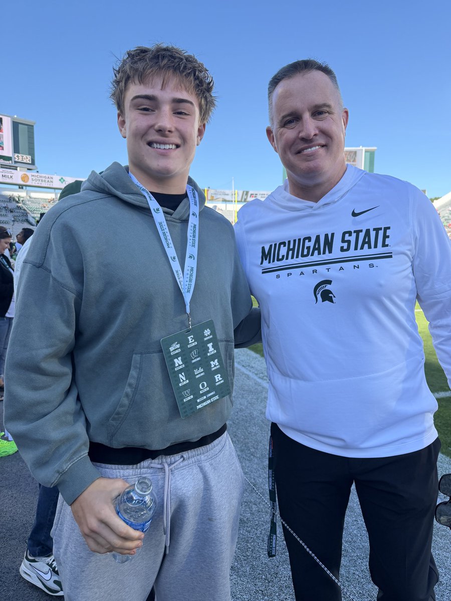 landen_goebel17's tweet photo. Thank you @MSU_Football for a great visit go green🟢 @AllenTrieu @scottybscout @ChadSimmons_ @EDGYTIM @MalikGill5 @adamgorney @PrepRedzoneIL @OfficialNCHSFB https://t.co/VVJaRX19cN