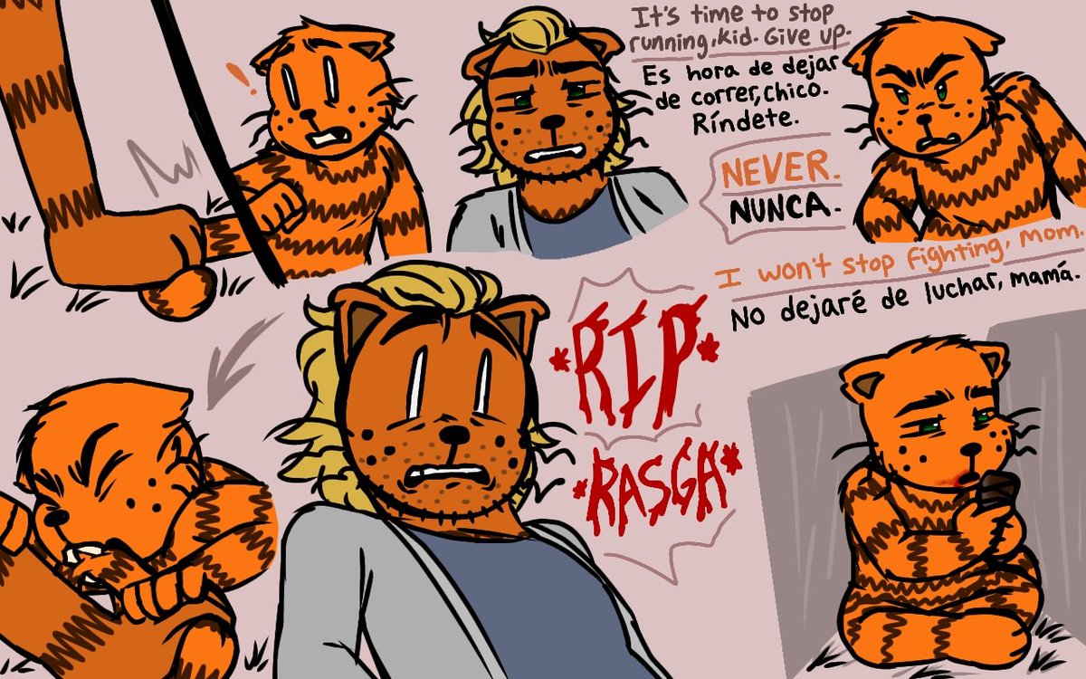 Papurtles's tweet photo. ⚠️ BLOOD / SANGRE ⚠️

ITS ALMOST SPOOKY MONTH YOU KNOW WHAT THAT MEANSSSSSS 

MORE WERECAT PETEY x VAMPIRE DOG MAN AU 🗣️🗣️

This one's mostly about Petey hehe 😼

#dogmanfanart #deteyfanart #peteythecat https://t.co/5gP4m8xcD9
