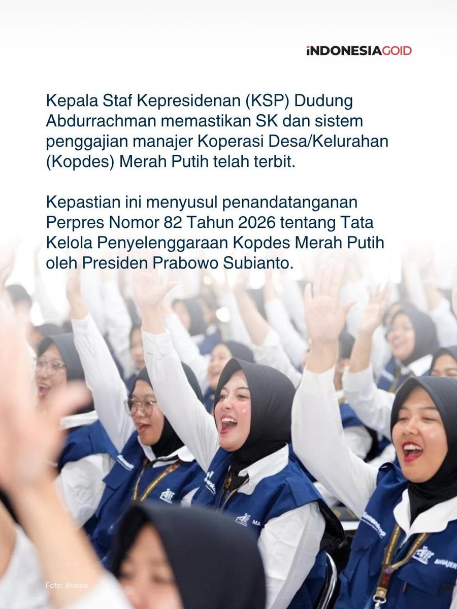 BocelNestapa's tweet photo. KSP Dudung Abdurrachman memastikan SK dan sistem penggajian manajer KDKMP telah terbit, operasional gerai segera dibuka #dukungKDKMP https://t.co/rOoVjZNI7V