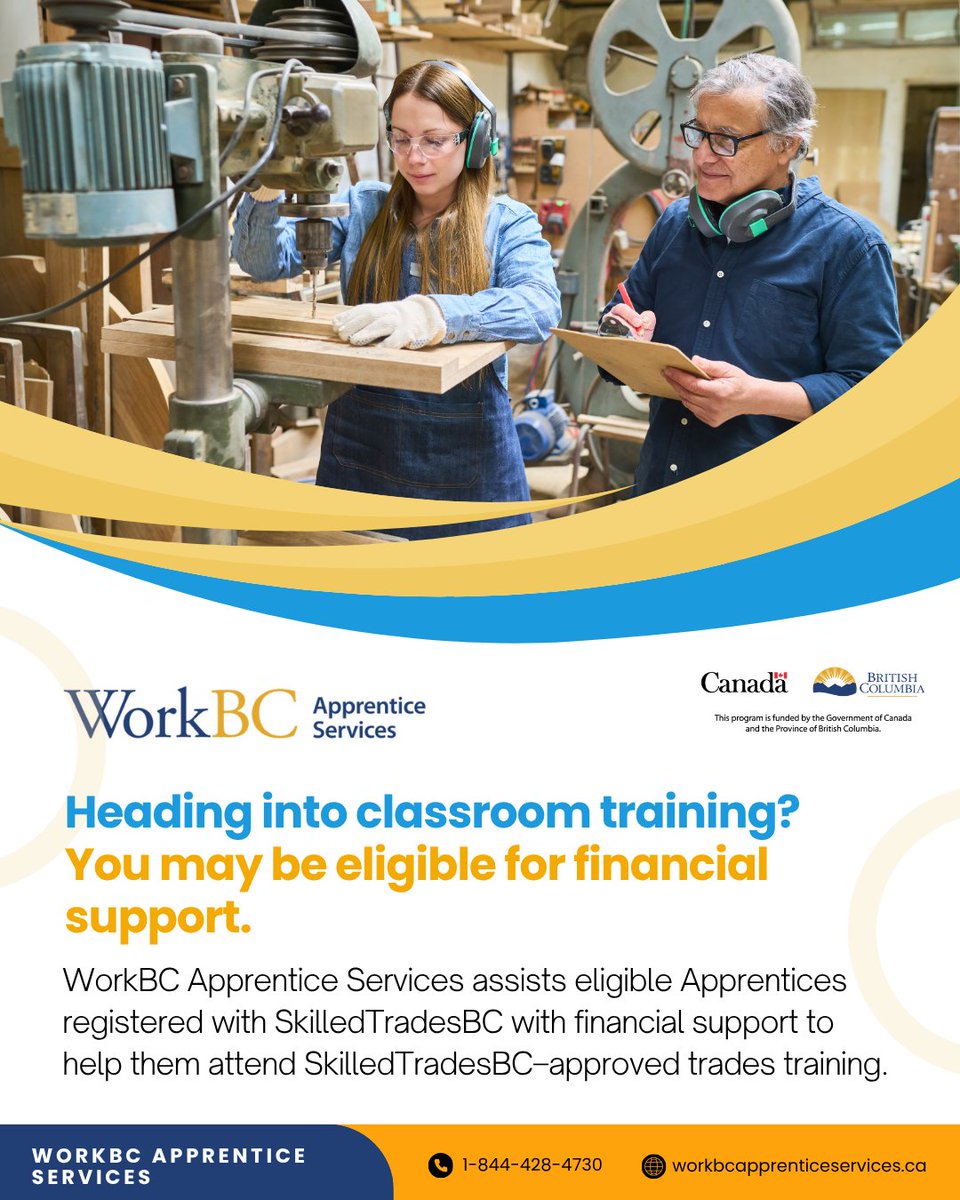 WorkBCAS's tweet photo. Accessing financial support for your apprenticeship training should be straightforward, that's why WorkBC Apprentice Services operates through a centralized model.

Reach out to find out what support may be available to you.

📞 1-844-428-4730
🌐 https://t.co/398XsOaX7n https://t.co/v0j4AoJonm