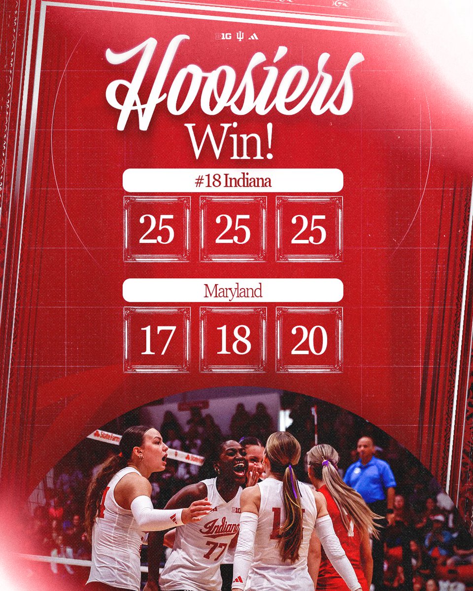 IndianaVB's tweet photo. HOOSIERS WIN! 💪 https://t.co/tD8zixNvDb