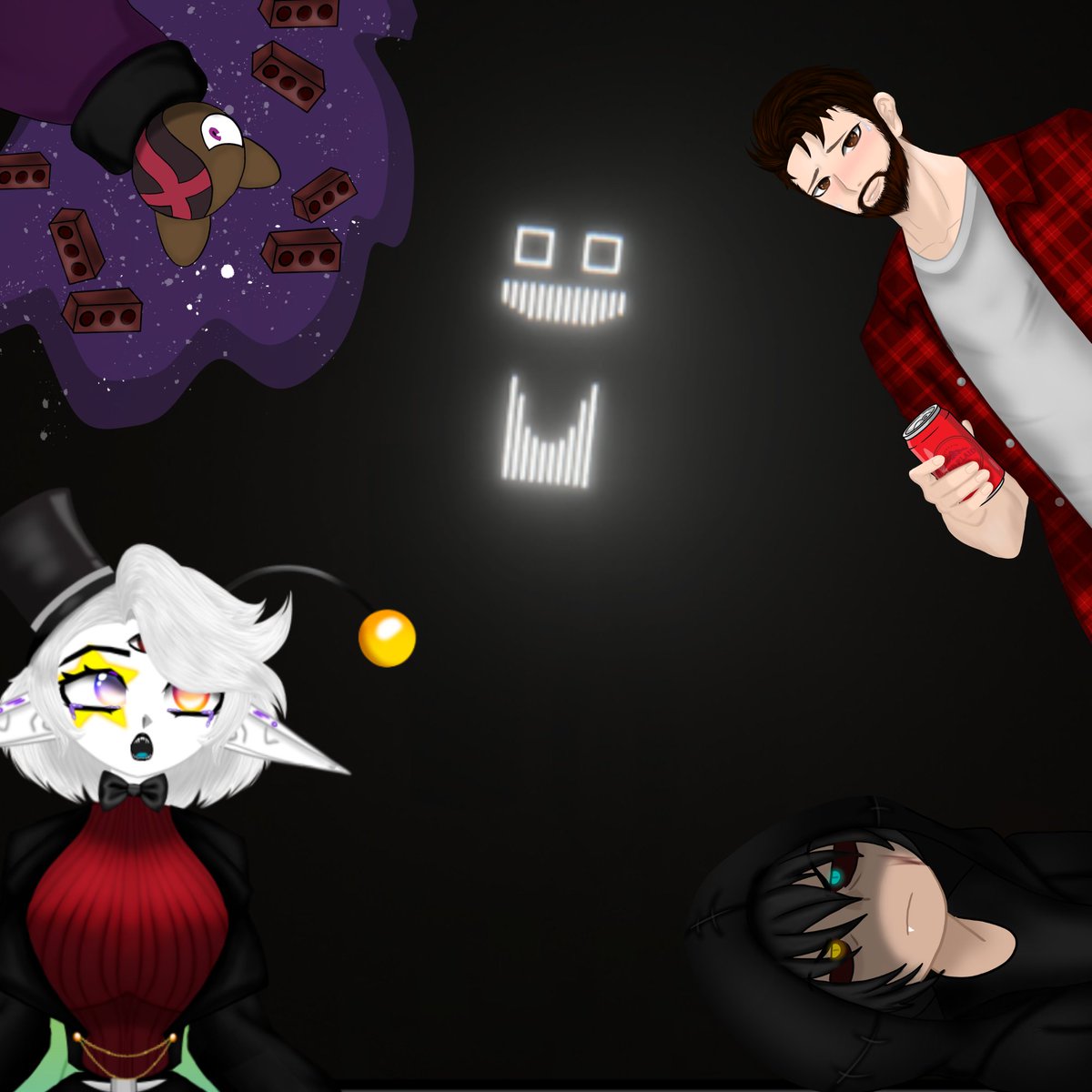 NullusVT's tweet photo. We return again to some blocky horror with @NeveStaria @ShinzoAres @bdp253 in Minecraft horror mods.  Come hang out in the link in the comments down below #vtuber #HorrorGames https://t.co/mFfRG68m3H