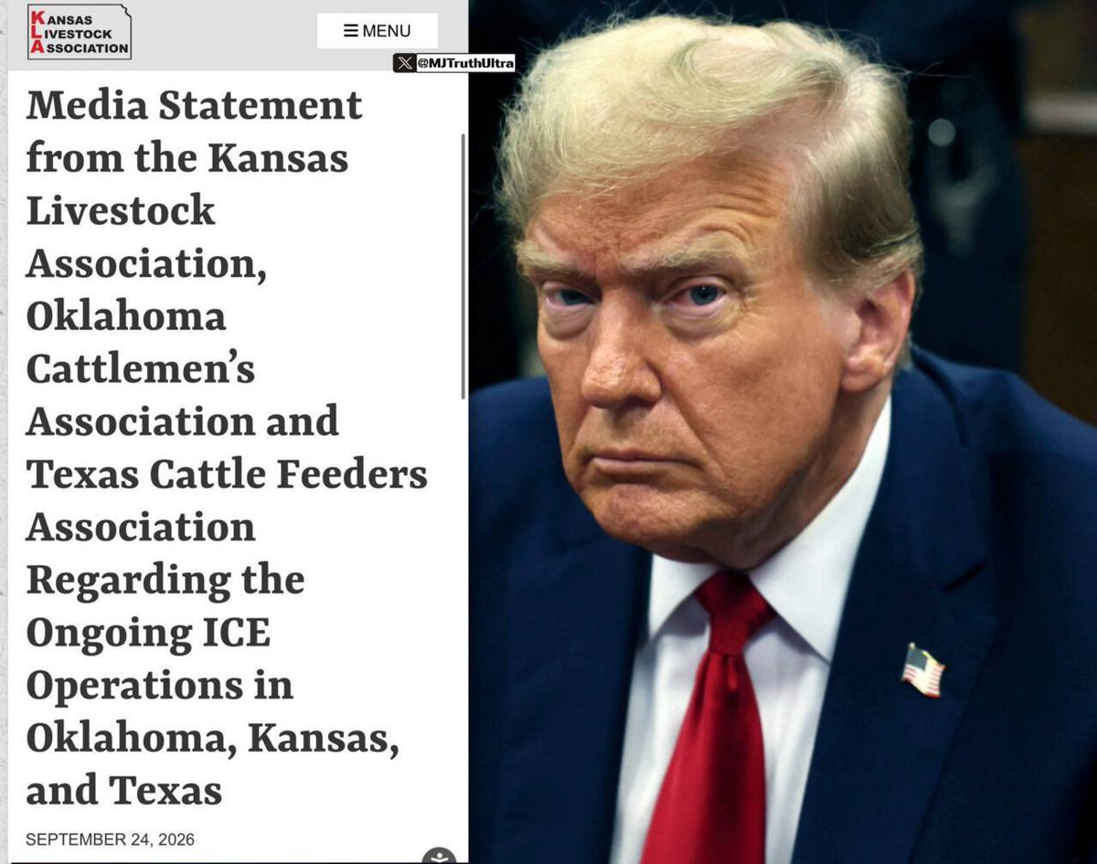 MJTruthUltra's tweet photo. 🚨 Coordinated Price Hiking

Cattle industry groups representing ranchers and feeders in Texas, Kansas, and Oklahoma issued a joint statement warning that recent ICE Raids are disrupting the beef supply chain and “will lead to higher beef prices for consumers.”

I told you… they are ALL manipulating the prices. This is a coordinated effort to hold Trump hostage and affect the midterms.