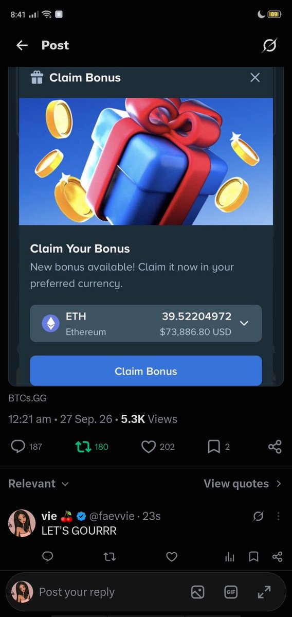 faevvie's tweet photo. @BTCsRewards @Stake stake: faevie https://t.co/3TX6lBIX97