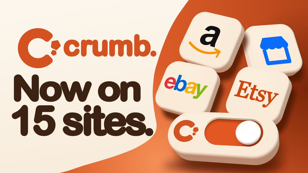 sacrosaunt's tweet photo. crumb now works on 15 shopping sites.

amazon and marketplace, plus ebay, etsy, walmart and more. same idea everywhere: fewer unrelated results, sponsored tiles gone, one switch to undo. https://t.co/w2j3L2c7Cc