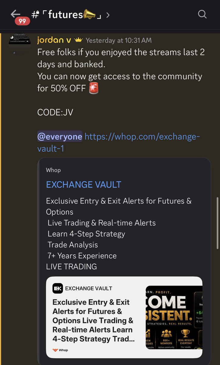 JVTradingg's tweet photo. Everyone always ask how to get access to THE EXCHANGE.

4Hours left to get 50% off

Code:JV

https://t.co/m81l1aAJiz https://t.co/EWEC3JTO0Q
