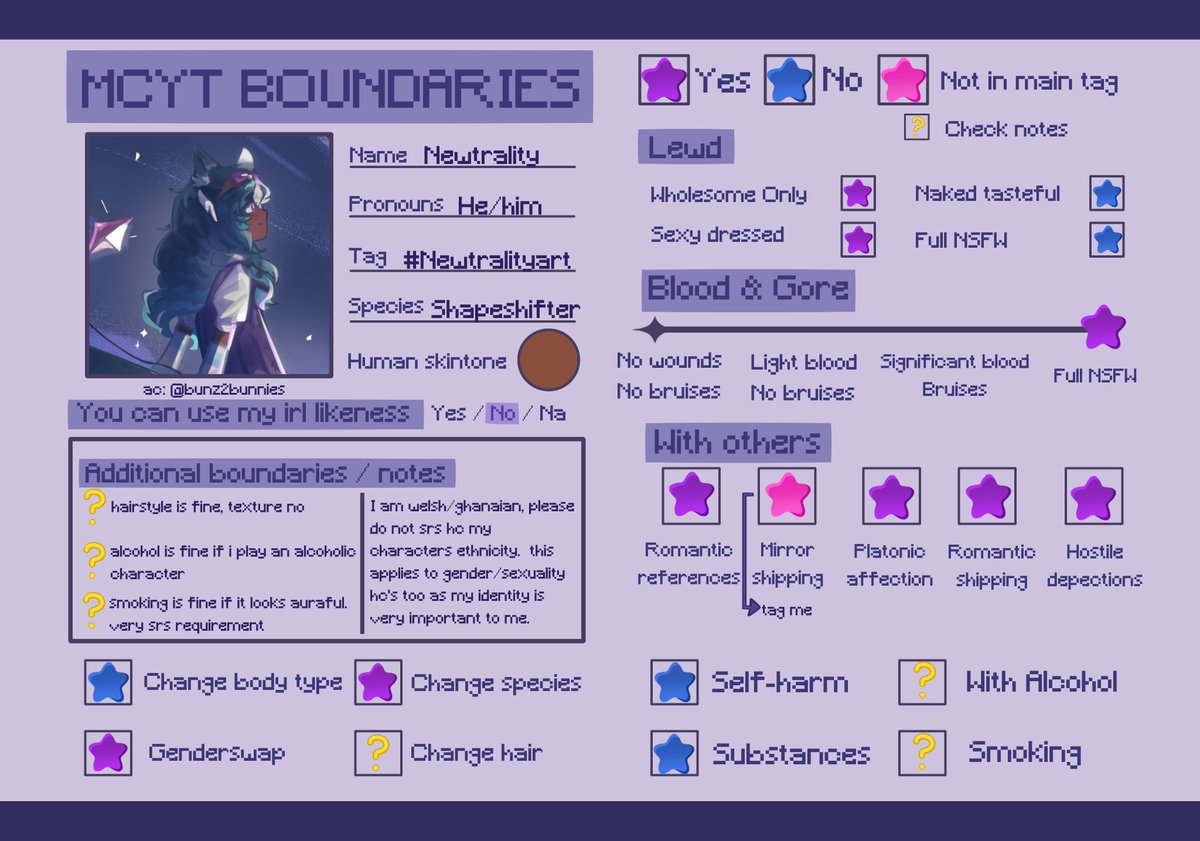 Newtrality_'s tweet photo. another update!! this is probably the last one.. same thing applies! whilst this is a lot more specific, use common sense and keep in mind that I'm a minor. generally, this only applies to my persona, not the characters i play.

ac: @/d_um3y https://t.co/Ng2r89ZGz0