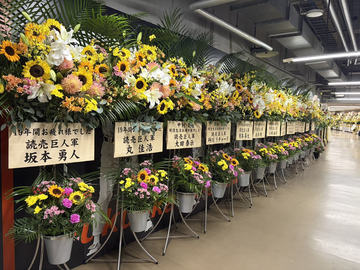 sbh_dome's tweet photo. #みずほPayPayドーム の選手通路には本当に写真を撮っても撮っても撮りきれないほどのお花が届いています💐

本日は #中村晃 選手の引退試合です🏟️

#sbhawks #ありがとう中村晃 https://t.co/7Zh8mQYfPX