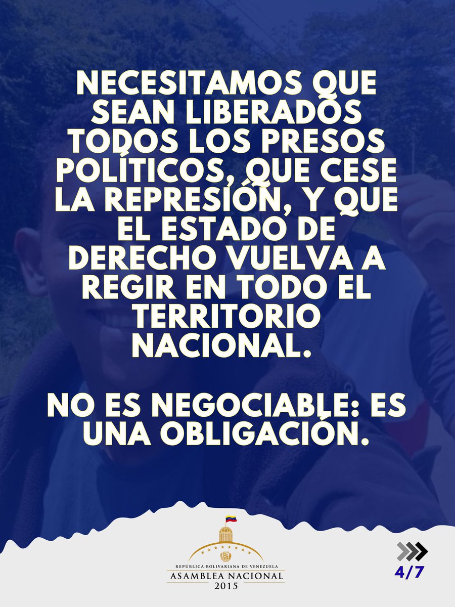 Dinorahfiguera's tweet photo. Que sean todos libres los que hoy están tras las rejas por pensar diferente. Hoy en el marco del diálogo y de la reunión con familiares de presos políticos se abre una semilla de esperanza en la seguimos con determinación acompañando. 
Quienes integramos esta comisión también hemos sido víctimas de la cruda represión del Estado. Continuaremos junto a los presos políticos, a sus familias, a las ONG que los defienden, y a cada ciudadano que sueña con ver a los suyos reunidos en la Venezuela que merecemos.
Desde la Asamblea Nacional 2015, día a día seguiremos en esta exigente ruta para reconstruir las instituciones y condiciones que harán ésto realidad.
Estamos para servir a nuestra nación, y los necesitamos a todos libres para lograrlo.
#Libertad #transición #Democrática #AN2015