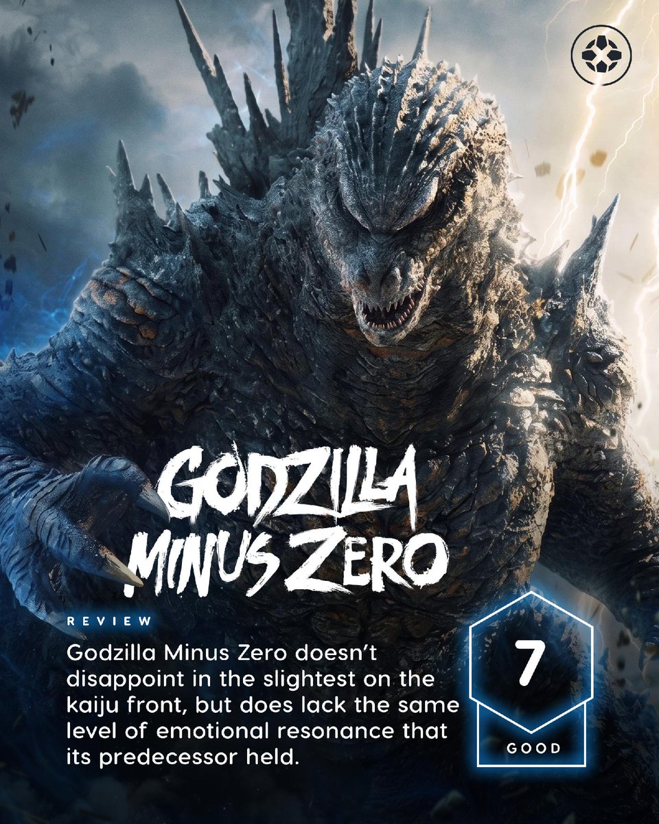 IGN's tweet photo. Review: Godzilla Minus Zero doesn’t disappoint in the slightest on the kaiju front, but does lack the same level of emotional resonance that its predecessor held.

Our full review: https://t.co/AKYzV7aWfJ https://t.co/ODHvFoD0VI