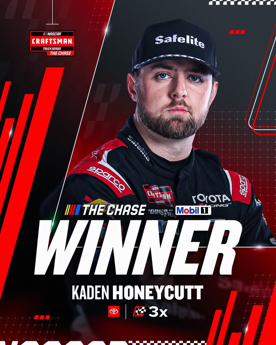 NASCAR_Trucks's tweet photo. A dominant day! 

@KadenWHoneycutt  sweeps the stages and claims the win at @kansasspeedway. https://t.co/buAFcvLR4e