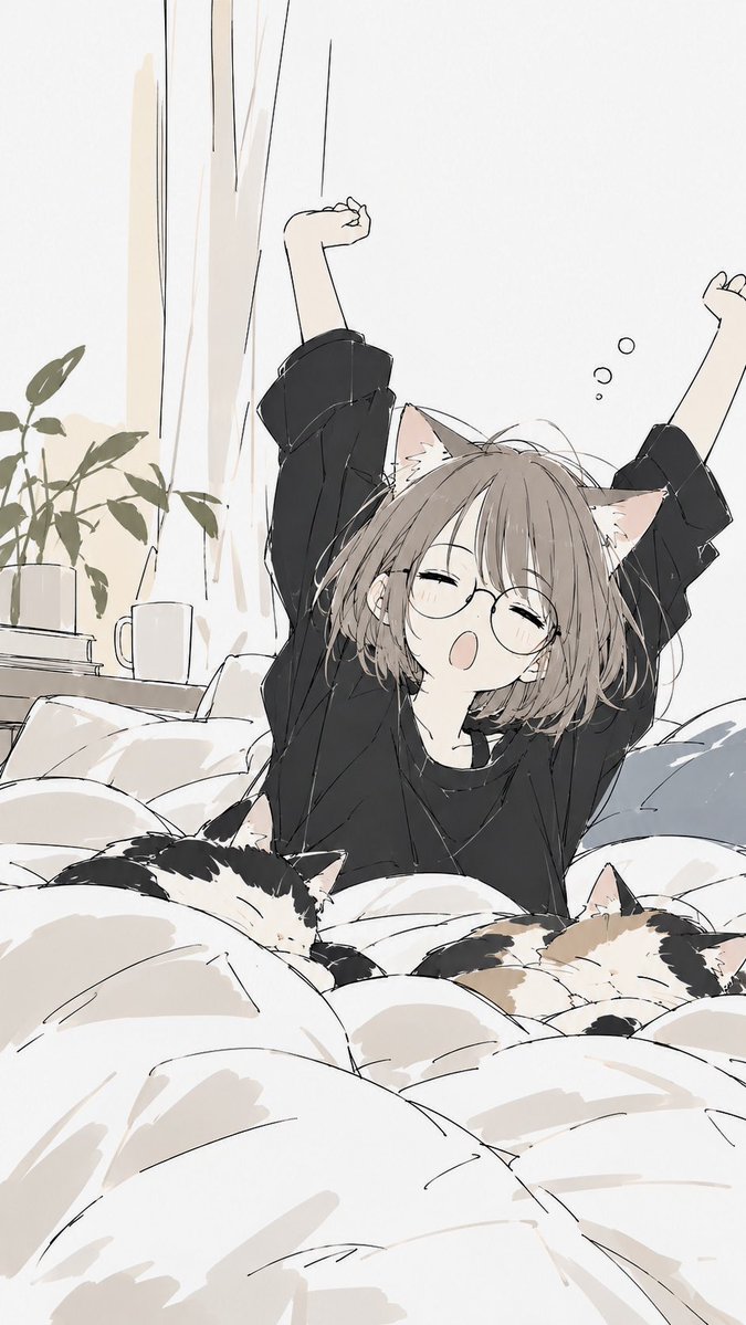 nekomimikenshi's tweet photo. #おはようにゃんにゃん

おはようおやすみ💤😇
夜勤に備えて、もうひと眠り。

しっかり充電��🔋🐈🐈🐈 https://t.co/rkiNWPEgWX