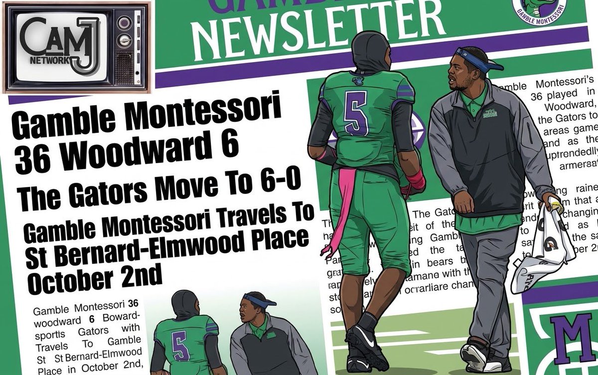 camjnetwork's tweet photo. GAMBLE MONTESSORI 36
WOODWARD 6

GATORS MOVE TO 6-0

ST BERNARD ELMWOOD PLACE NEXT ON THE MENU FOR THE GATORS 

@coachwilld01 @coachWilliamD1 

#camjnetwork #GambleMontessorFootball #highschoolffootball #Week6 #cincinnati 

CAMJ🛜 https://t.co/OwOb06Ekid