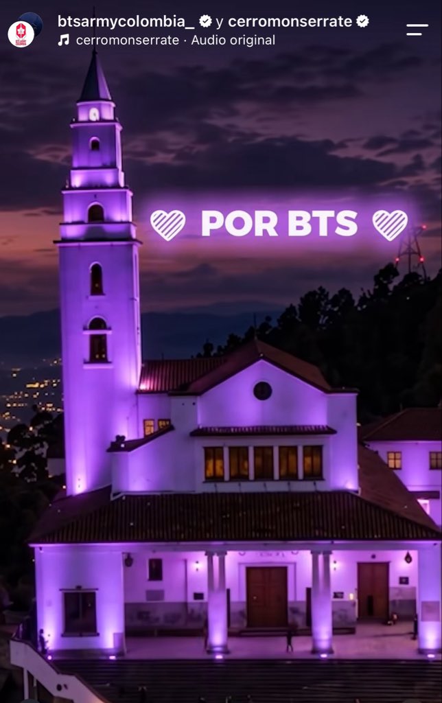 Lizzibt's tweet photo. Monserrate se viste de morado!!! Desde lo más alto Bogotá da la bienvenida a BTS 💜

https://t.co/Dj9D08wCrb 

#BogotáRecibeABTS #MonserrateEnMorado #BTS #ARMYColombia #Boragota https://t.co/TJMbMZ9ETp