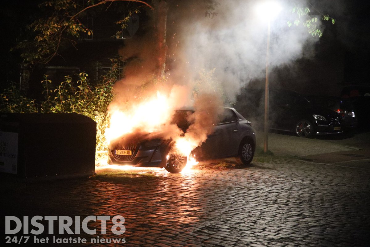 Uitgebrande auto aan Martin Luther Kinglaan in Den Haag