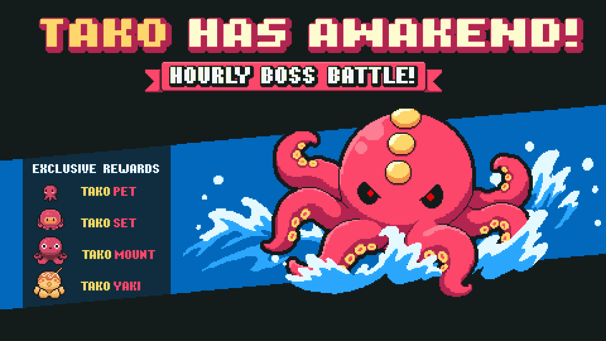 PumpvilleWorld's tweet photo. Have you fought Tako yet? 🐙

Grab your best gear and bring your friends. Tako won’t go down easy.

Which Tako reward are you hunting for? 👀 https://t.co/sL7t524hjR