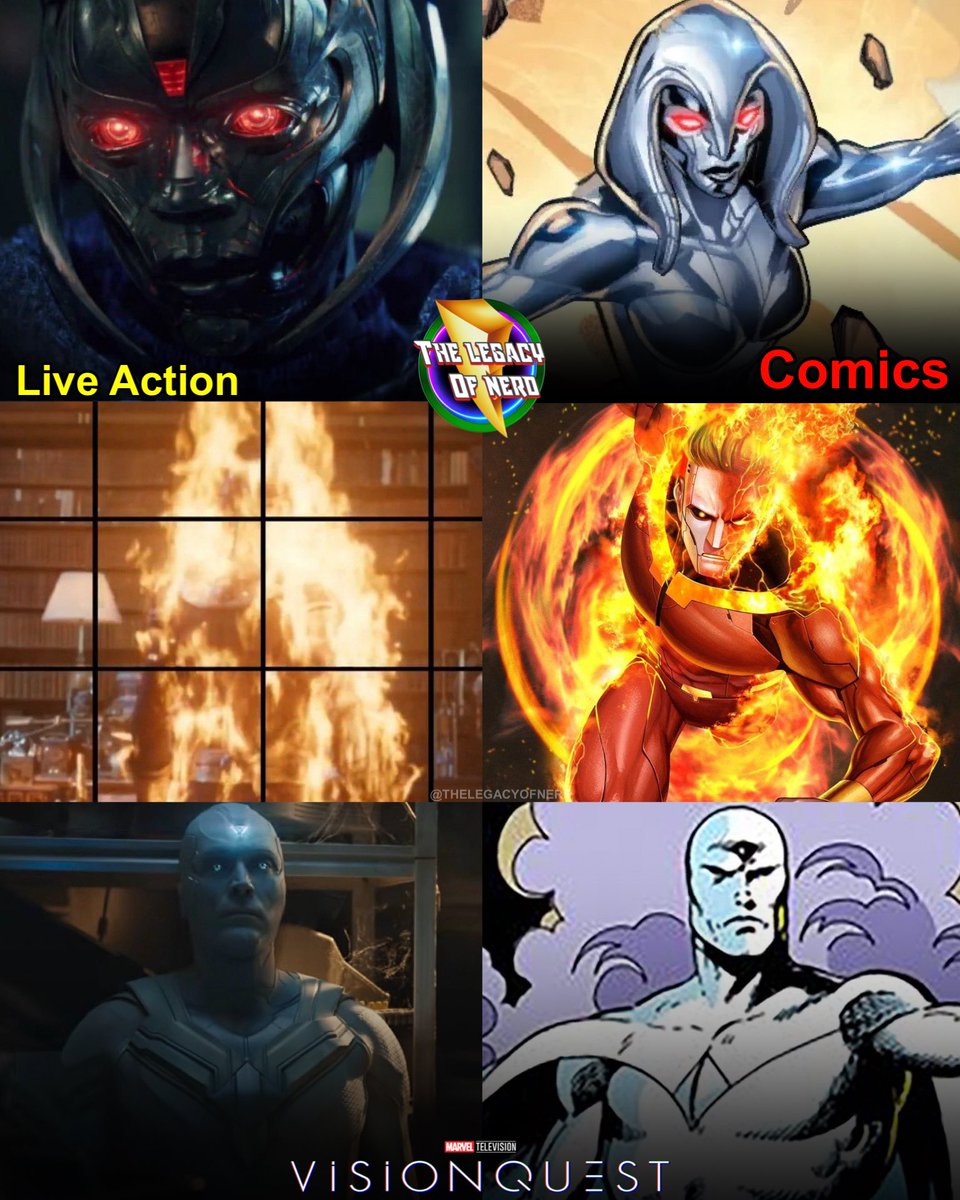 thelegacyofnerd's tweet photo. Marvel characters of VisionQuest: Live Action vs Comics

• Jocasta
• The Original Human Torch Jim Hammond
• White Vision https://t.co/GOY8XJ88FY