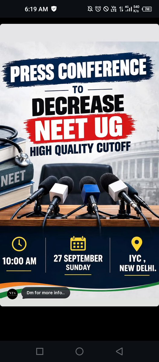 reduce_qualifym's tweet photo. See you all today at the Press Conference, IYC, New Delhi — 10 AM. 🇮🇳
@NTA_Exams @JPNadda @JoshiPralhad @narendramodi @RahulGandhi @BJP4India @Cockroachisback #reduceneetqualifycutoff
@CJPfor_India
#neet2026 https://t.co/6mzYGUCU4L