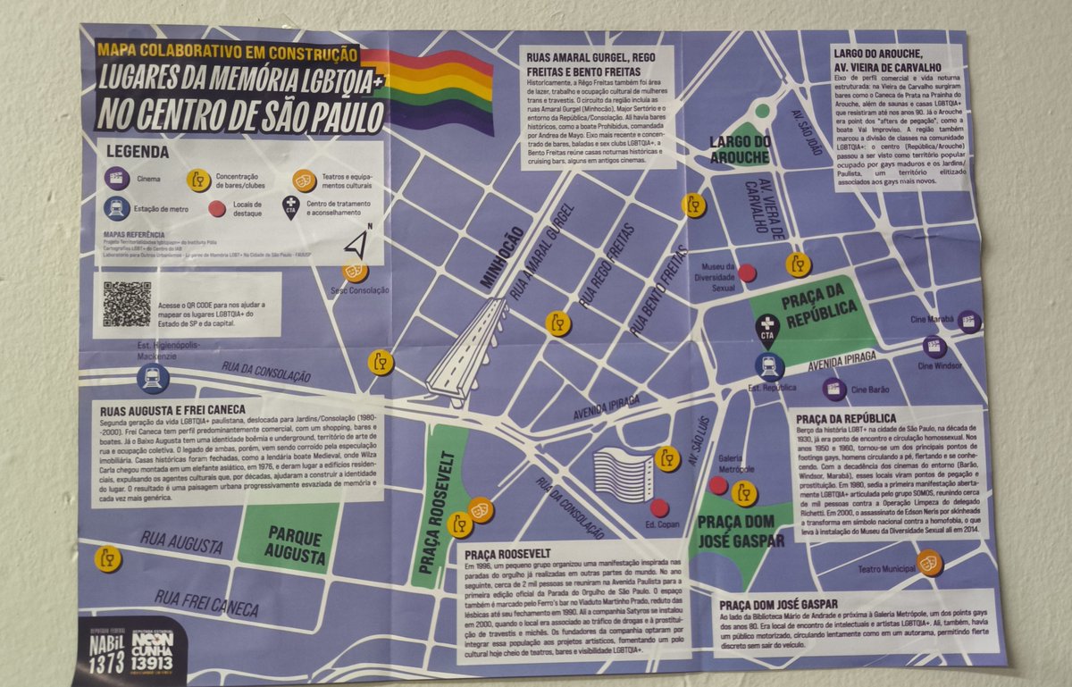 NabilBondukiSP's tweet photo. Fizemos um Mapa da Memória LGBTQIA+ do centro de SP. Ficou lindo. 🏳️‍🌈😍 https://t.co/SlsUY76xet