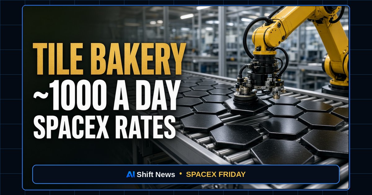 AIShiftNewsCA's tweet photo. SpaceX Heat Shield Tile Bakery and Flight 14 Reentry
https://t.co/yGOnzEbSzw https://t.co/ox1aFVtVVg