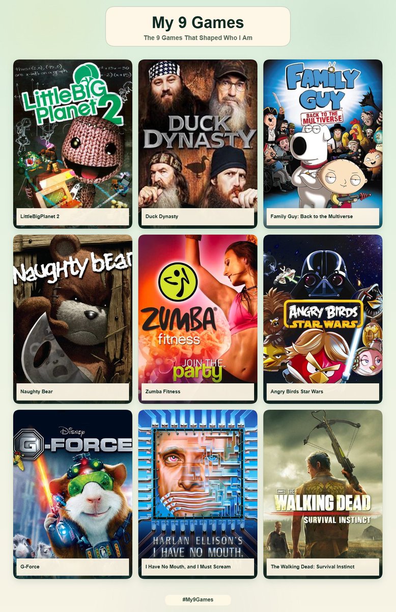 TheDailyLBP's tweet photo. this was really difficult. these 9 games shaped who i am today https://t.co/PFo1csR9Vc