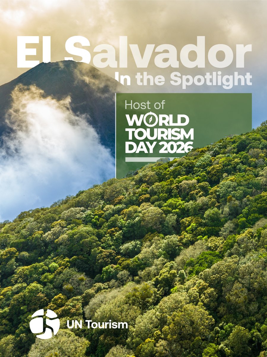 UNWTO's tweet photo. The spotlight is on El Salvador. 🇸🇻

Tomorrow, the country welcomes the world for #WTD26 - bringing tourism stories to the global stage.

A fitting setting for a conversation about where tourism goes next.

Tomorrow, World Tourism Day begins. 🌎 https://t.co/YYsBW9hZYF