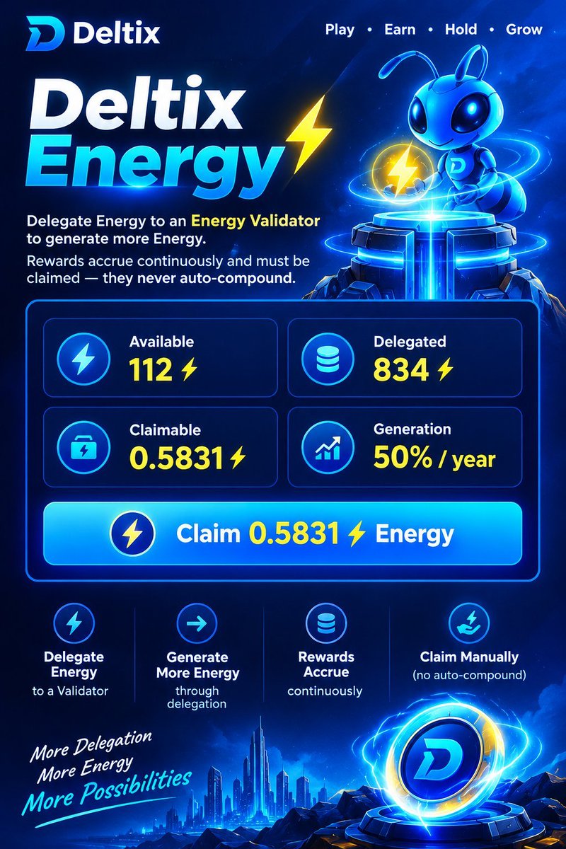 Cryptorabi121's tweet photo. New Deltix Energy Update ⚡

112 ⚡ Available
834 ⚡ Delegated
0.5831 ⚡ Claimable

50% / Year Generation

Delegate → Generate → Claim → Gro
#wDLTX #globalgrowth #DLTX #Web3 #Crypto 
@Crypmatrx @Dr_ANET1 @BaskaranBBV @BuildOnAnet @maya_olga08 https://t.co/podV5ncrrb