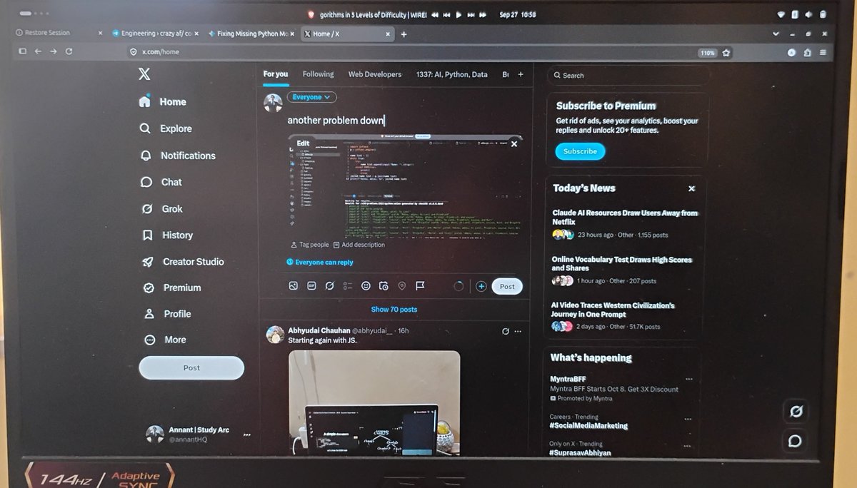 annantHQ's tweet photo. fucking my laptop froze
solution: press the power button for 15 seconds
I really love @firefox and @brave , they save your tabs, etc. https://t.co/xlLx4sZO5t