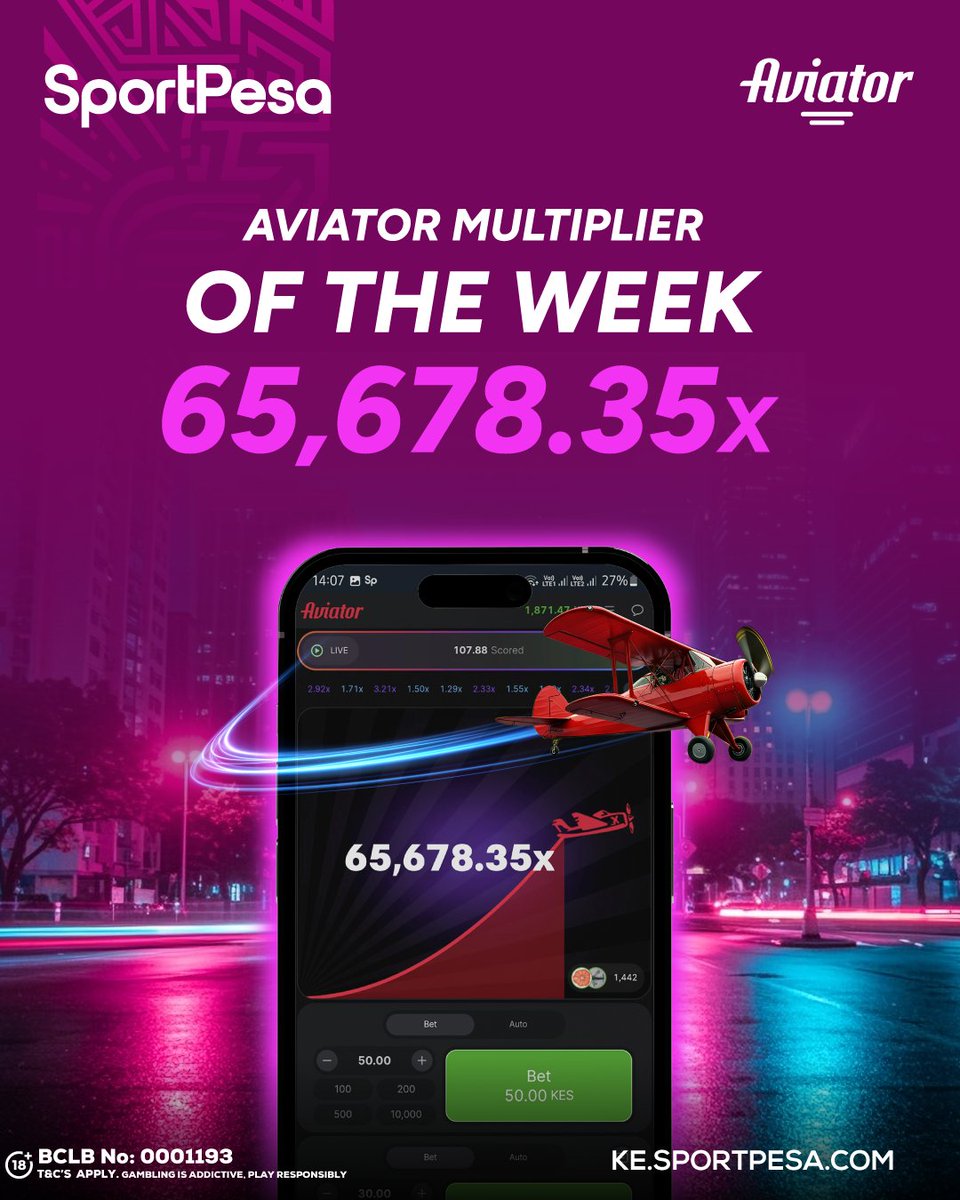 SportPesa's tweet photo. 🚀 AVIATOR MULTIPLIER OF THE WEEK! 🚀

[65,678.35x] 🤯🔥

Unaonaje, can you beat this? Kazi kwako!

Take off with SportPesa Aviator, cash out at the right time, shikisha more money!💸✈️

Pepea Kidosi Now! 🚀

📲 https://t.co/q8igDpHtTQ | #MakeItCount https://t.co/14uq5d340f
