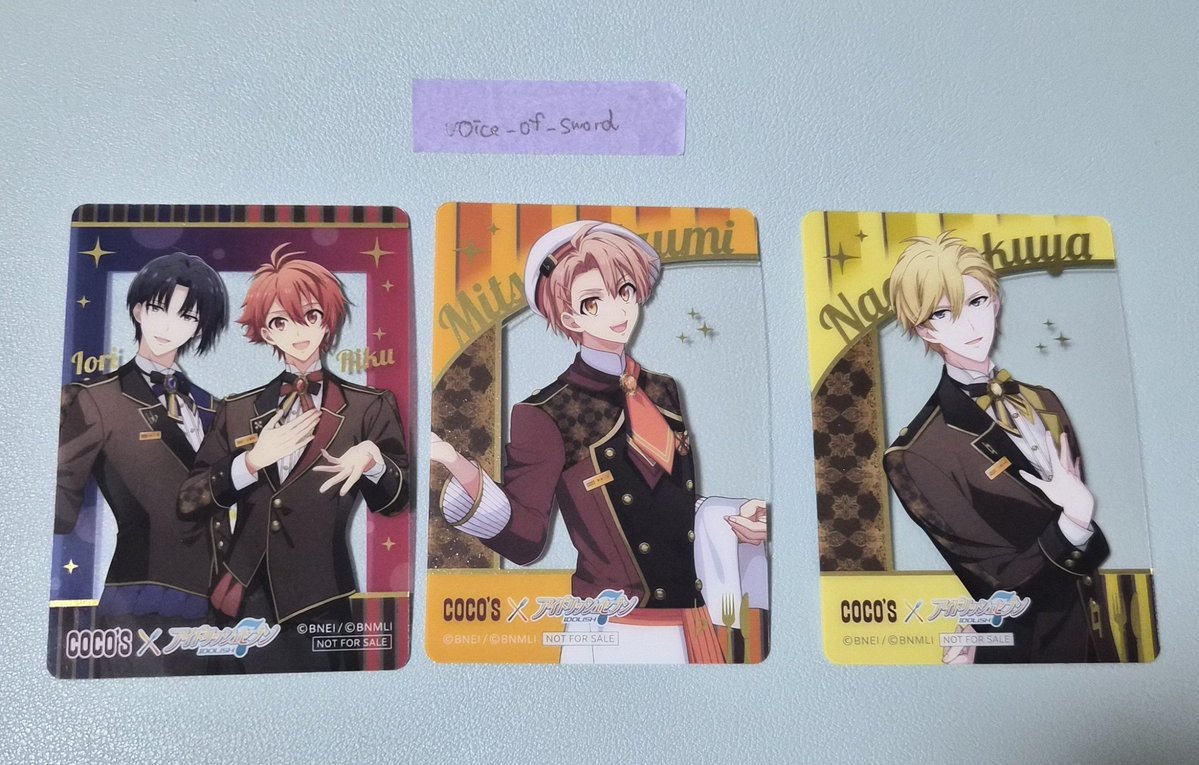Voice_of_Sword's tweet photo. 【異種交換】アイナナ ココス COCO'Sクリアカード クリカ

譲)第3弾 三月、ナギ、フラウェ
求)メタカ、劇場特典、クリアカード環、壮五(画像2枚目)

郵送交換もしくは広島市内手渡し交換希望
ピンポイントで難しいかとは思いますが、検索からもお気軽にお声掛けください https://t.co/ffwS2U76Eo