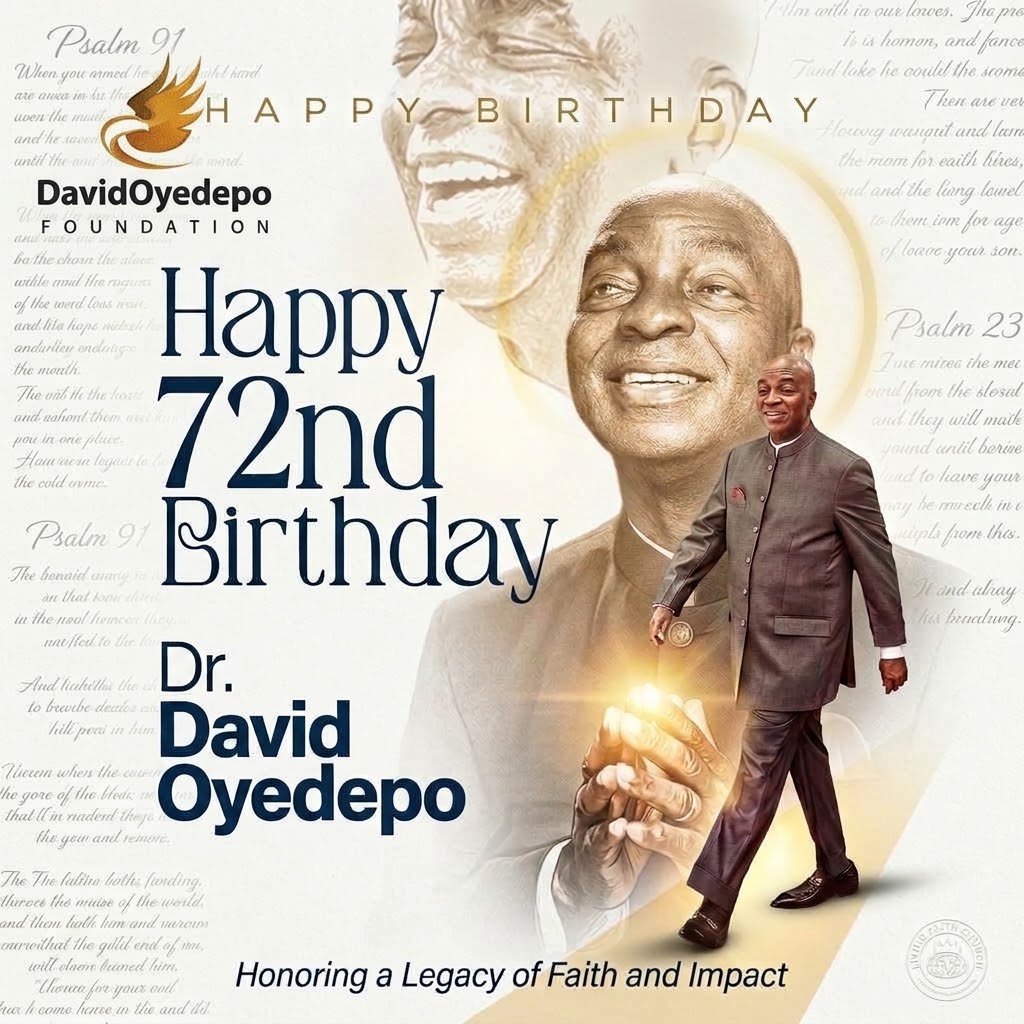 DavidOyedepoFdn's tweet photo. Happy 72nd Birthday to the Founder of the David Oyedepo Foundation,
His Grace, Dr. David O. Oyedepo.
We celebrate your life of impact, visionary leadership and selfless service to God and humanity.
#davidoyedepofoundation
#covenantuniversity 
#landmarkuniversity https://t.co/GXsjsbPYsQ